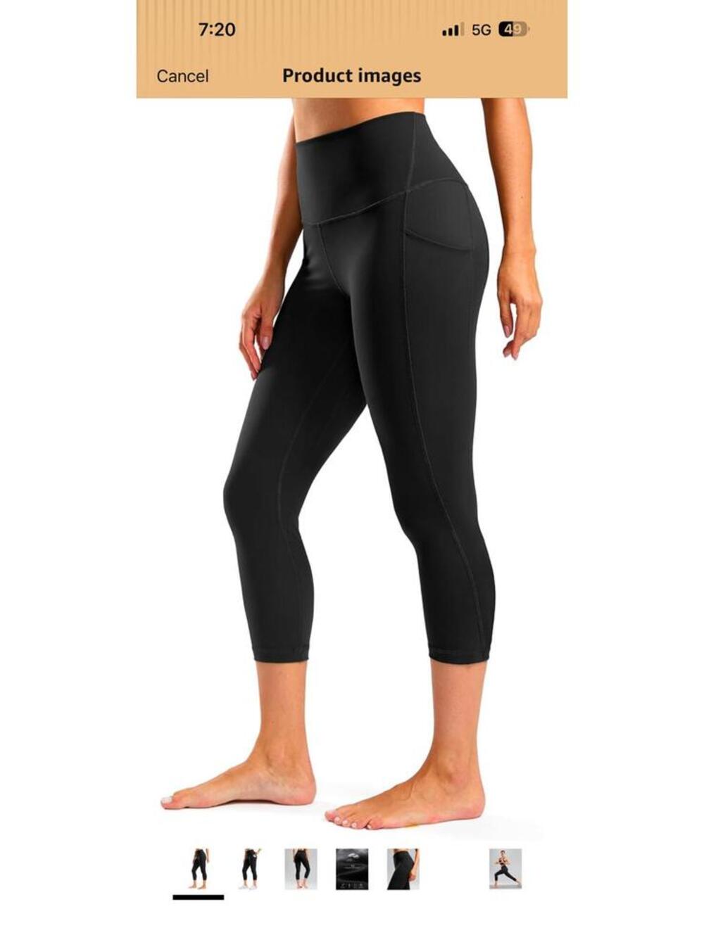 Soothfeel Black High-Waisted Capri Leggings with Side Pocket
